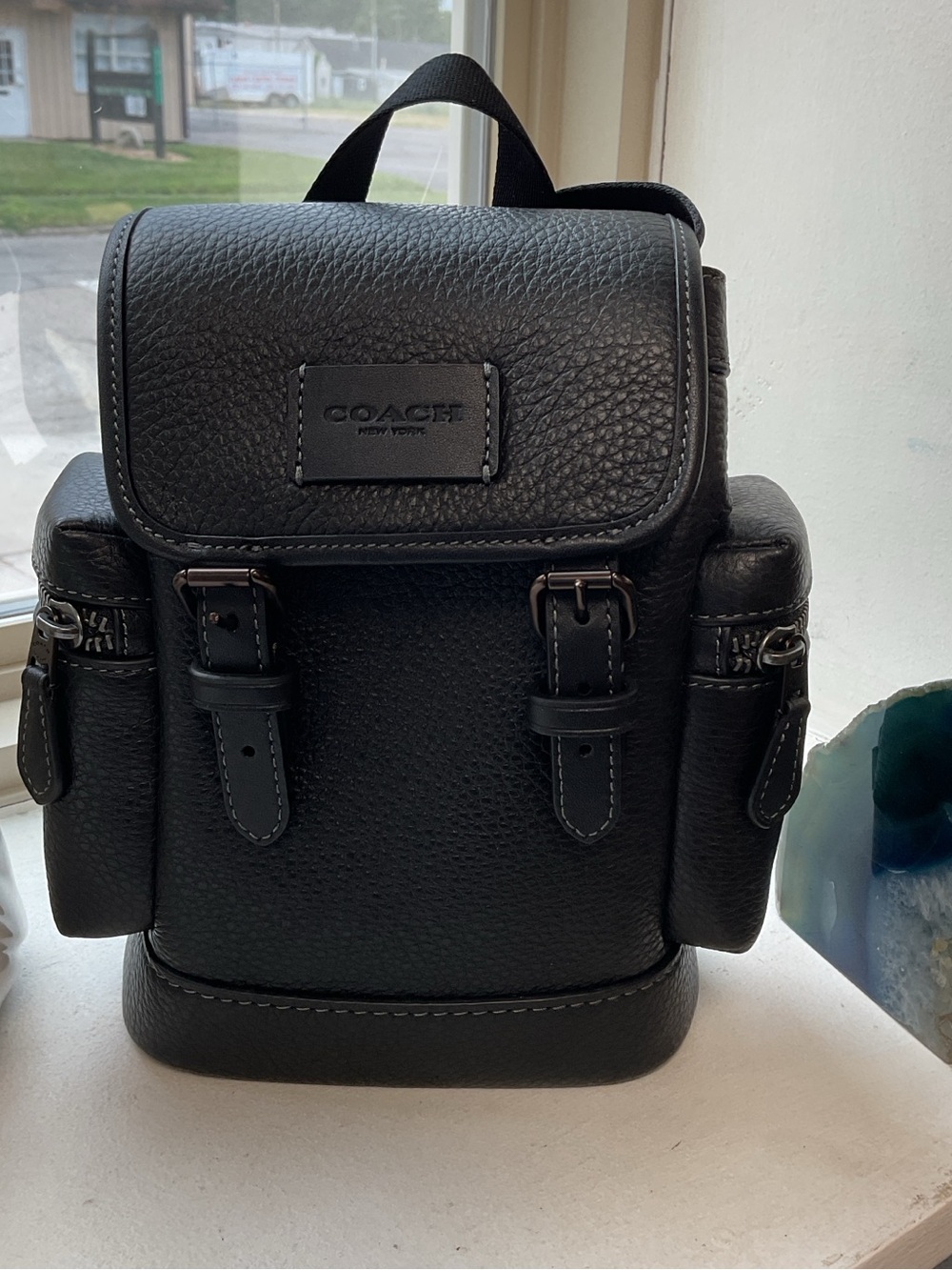 Coach NWT Sprint Sling Pack Black Leather Crossbody Backpack